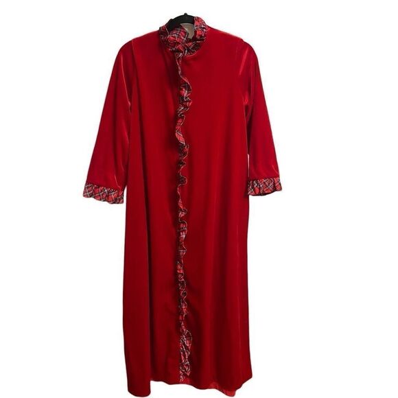 Vintage 60s Chiha Intimates Red Velour Robe - Picture 1 of 5